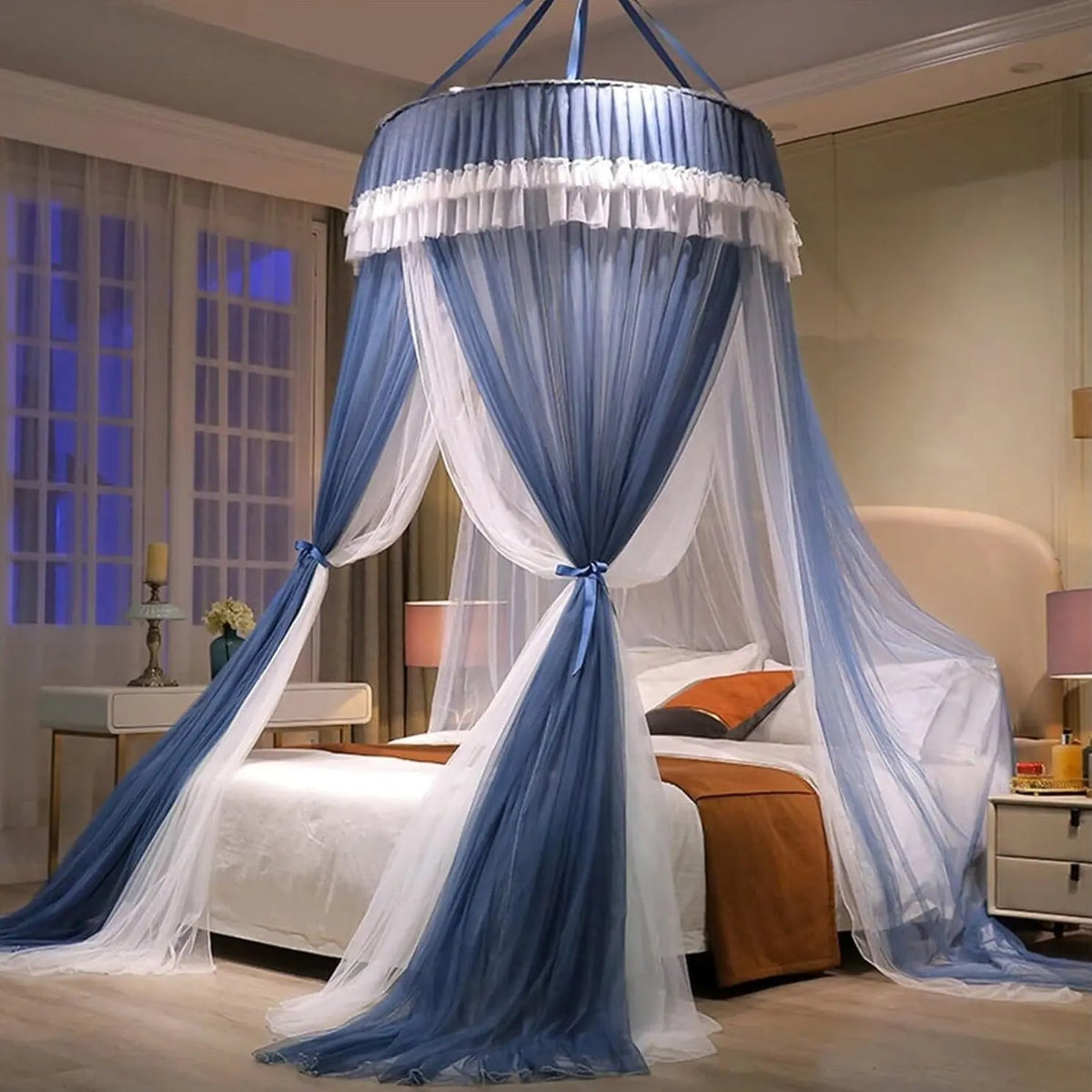 Kids Princess Bed Canopy Cotton Round Dome Mosquito Net Curtain for Bedroom Decor