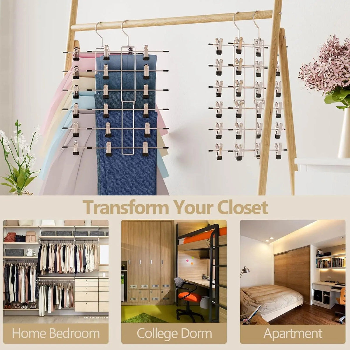 6 Tier Hanger Organizer for Pants Jeans and Scarves Closet