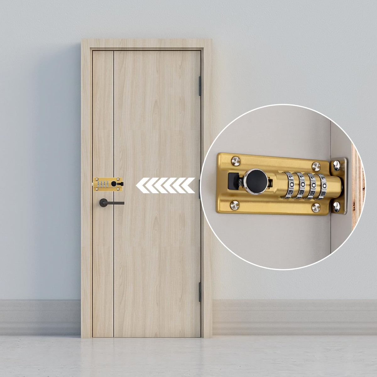 Combination Gate Latch with Sliding Bolt Mechanical Code Design for Doors Gates and Storage Areas