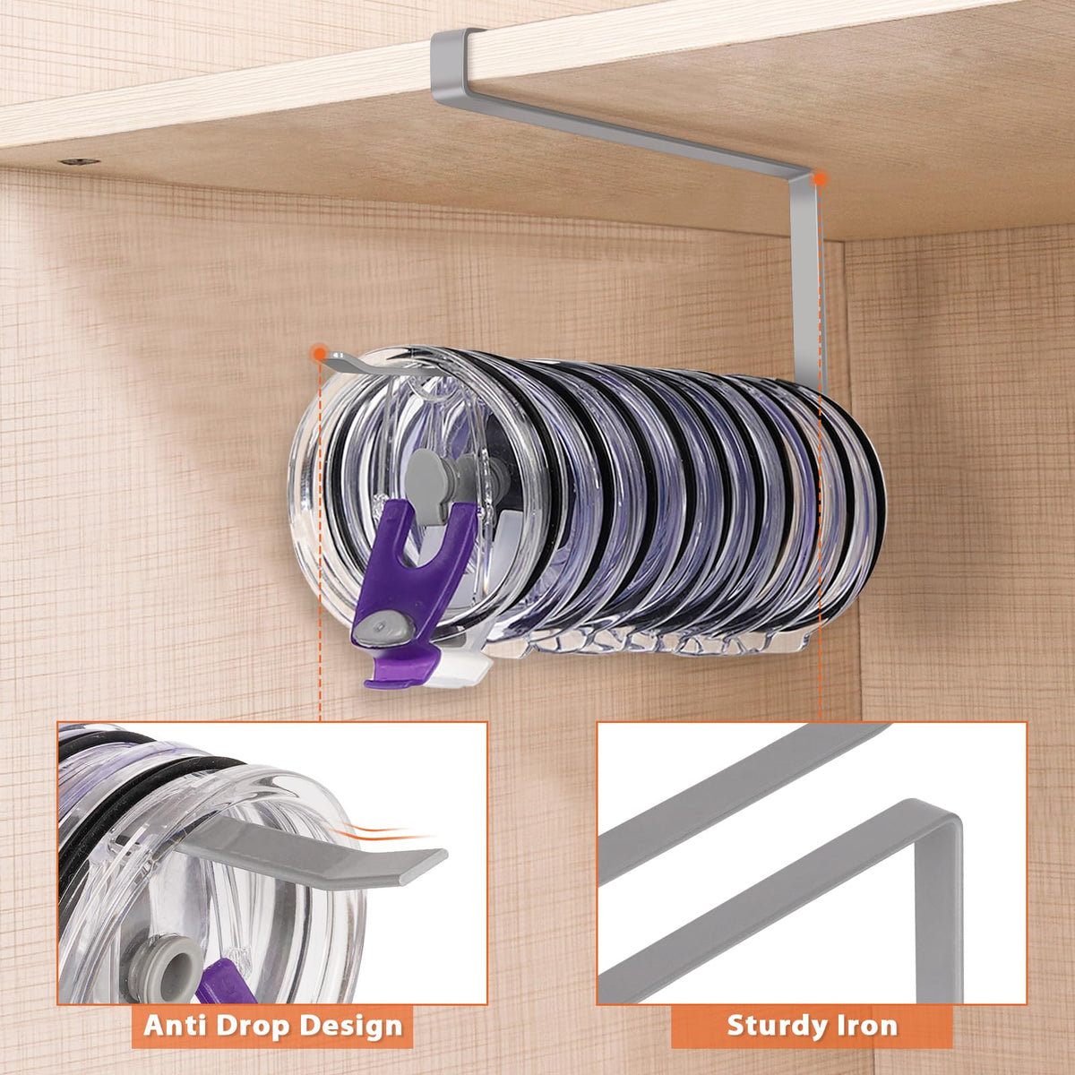 No Drill Paper Towel Holder Over Cabinet Door Stainless Steel Rack for Kitchen Bathroom and Tissue Roll Storage