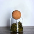 Round Cork Glass Jar with Sealed Display Design for Tea Coffee Beans Dried Flowers and Pantry Storage