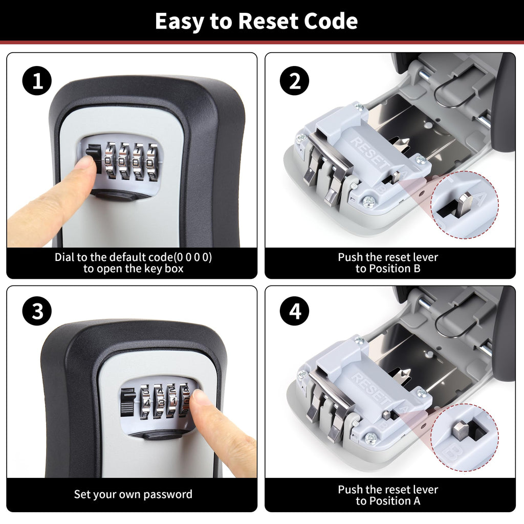Ultra-Secure Flip-Top Key Safe with Combination Dial, Metal and Plastic Key Storage Box for Home or Outdoor Use