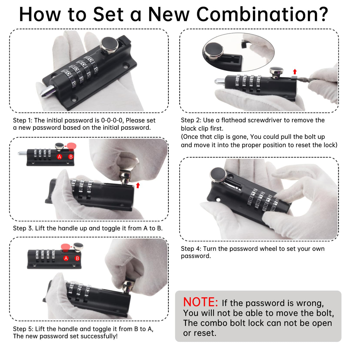 Combination Gate Latch with Sliding Bolt Mechanical Code Design for Doors Gates and Storage Areas