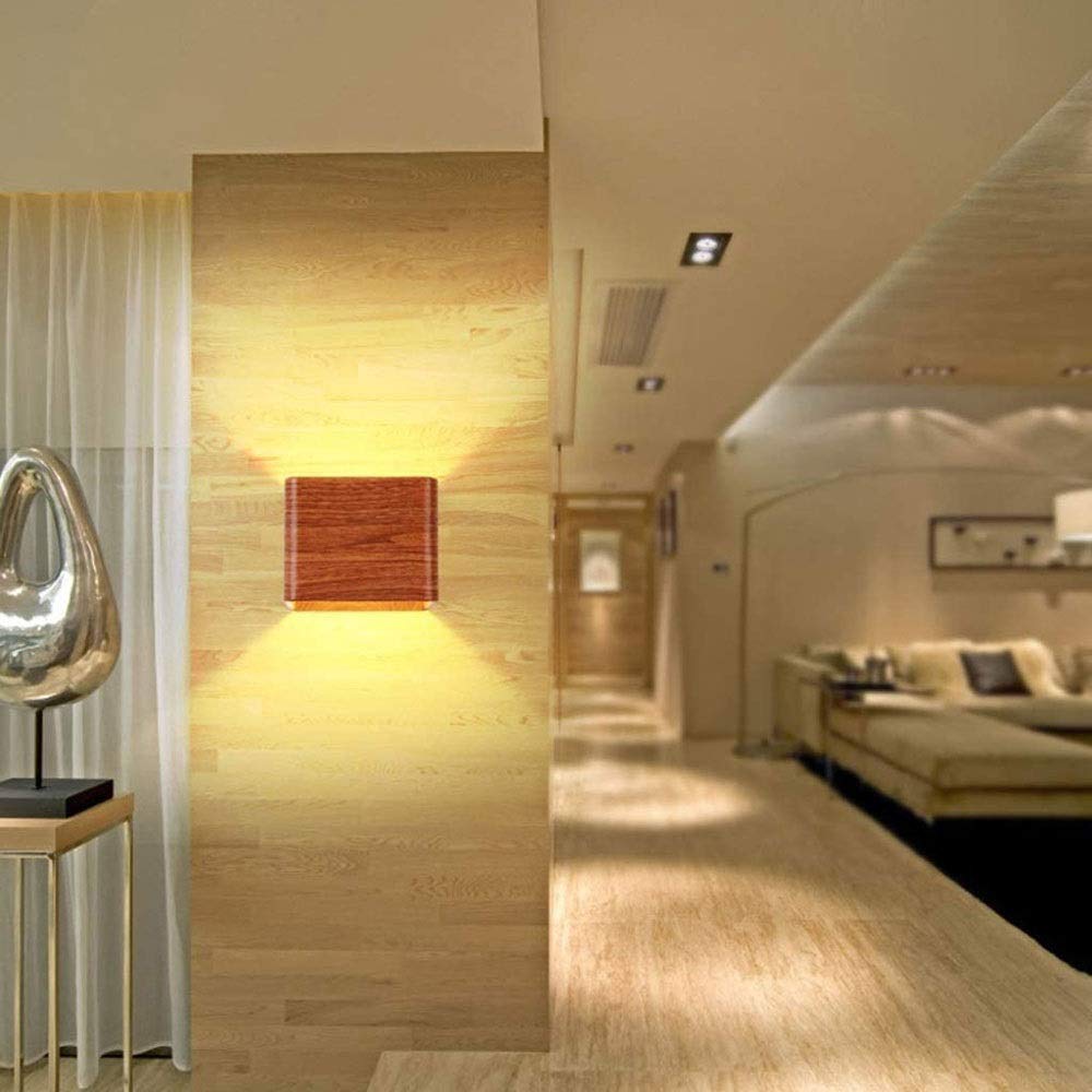 Wabi Sabi Wall Lamp with Imitation Wood LED Up Down Design for Bedrooms Corridors and Living Rooms