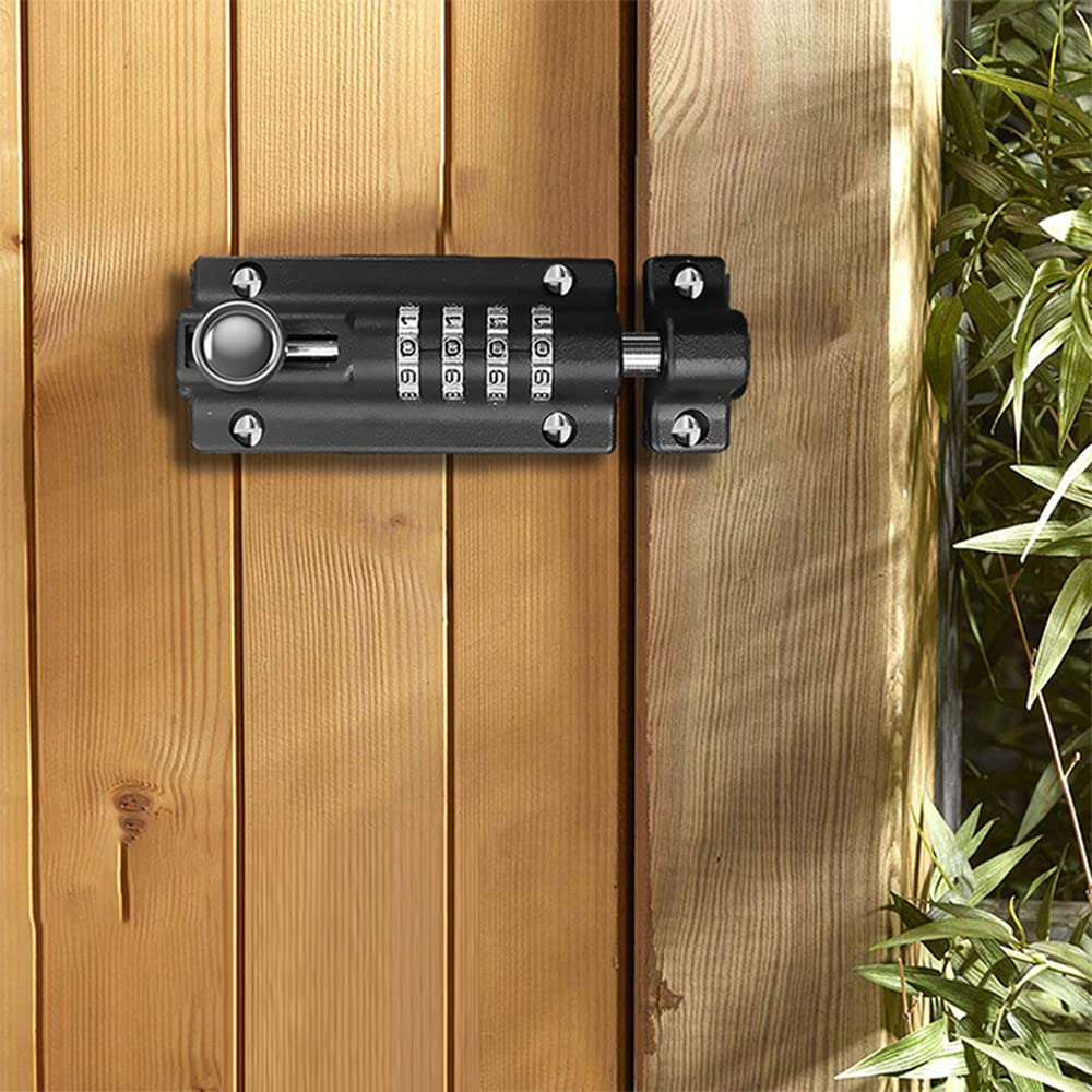 Combination Gate Latch with Sliding Bolt Mechanical Code Design for Doors Gates and Storage Areas