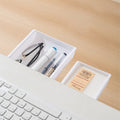 Self Adhesive Under Desk Drawer with Plastic Pencil Tray for Stationery and Small Desk Accessories