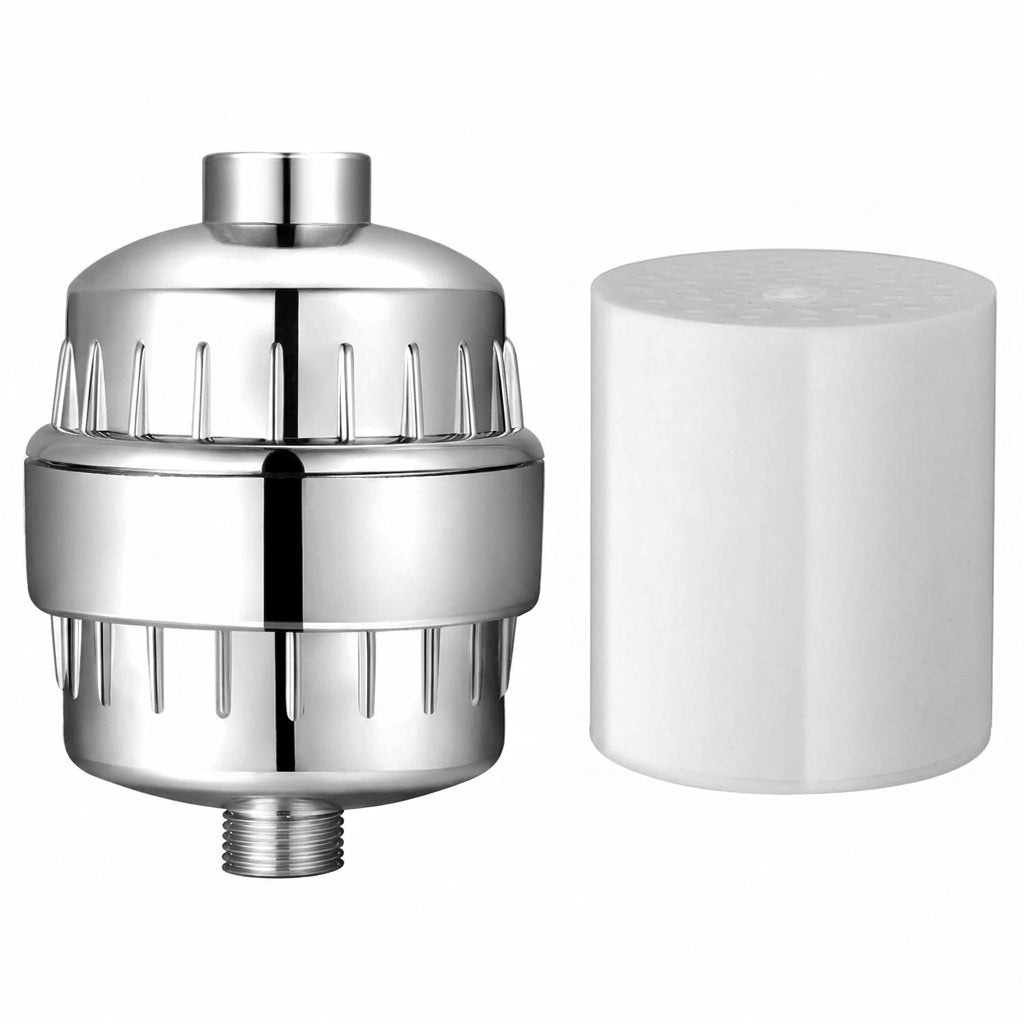 Stainless Steel Shower Filter with Multi Stage Cartridge Design for Standard Bathroom Fixtures