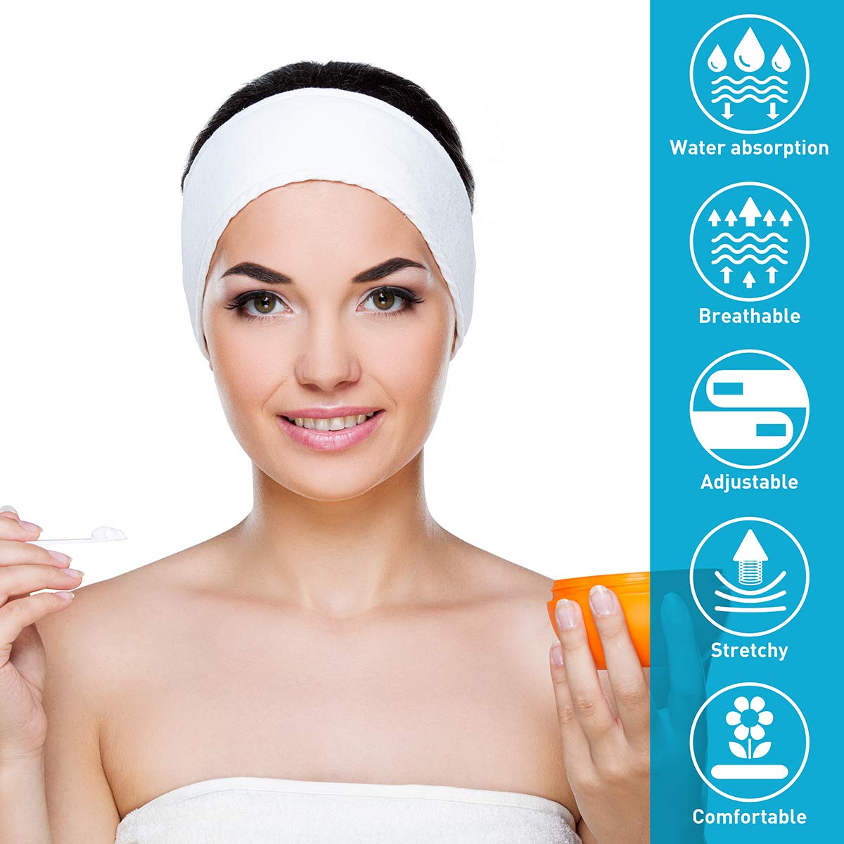 Microfiber Spa Headband with Adjustable Fit and Soft Stretch Design for Face Washing Makeup and Daily Care