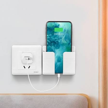 3 Pcs Wall Device Holder with Adhesive Storage Box Design for Phones Remotes and Charging Plugs