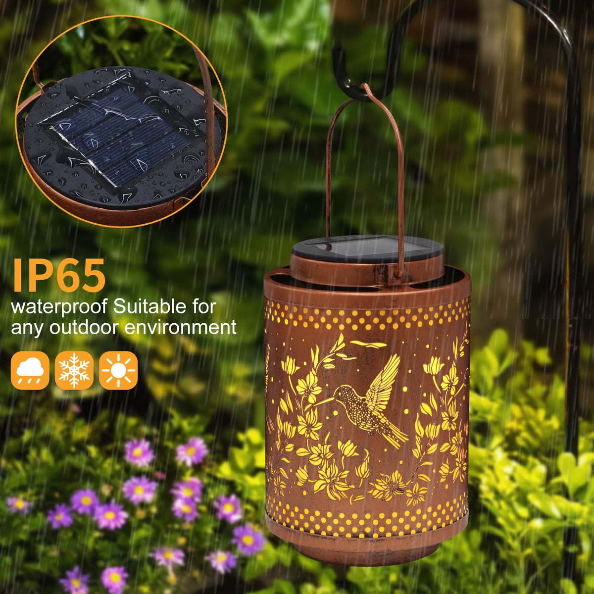 Sunflower Solar Lantern Outdoor Waterproof Hanging Light for Garden Patio Porch and Yard Decor