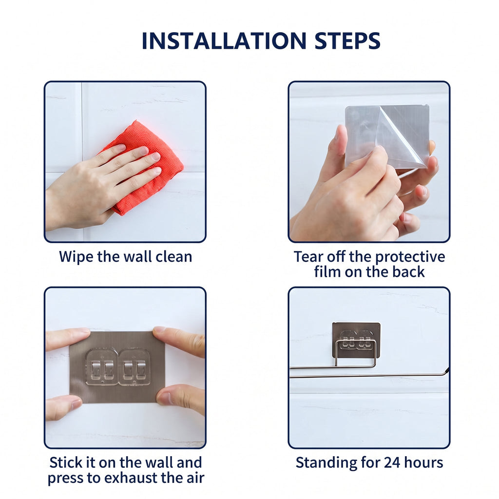 2 Pcs Adhesive Paper Towel Holder with Stainless Steel Design for Kitchen, Bathroom, and Cabinet Storage