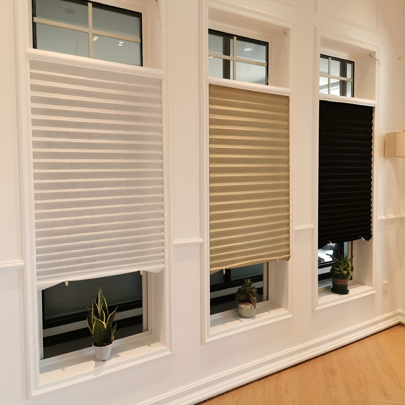 No Drill Window Blinds Light Filtering Stick On Curtains Adjustable Cut to Size with Clip Installation