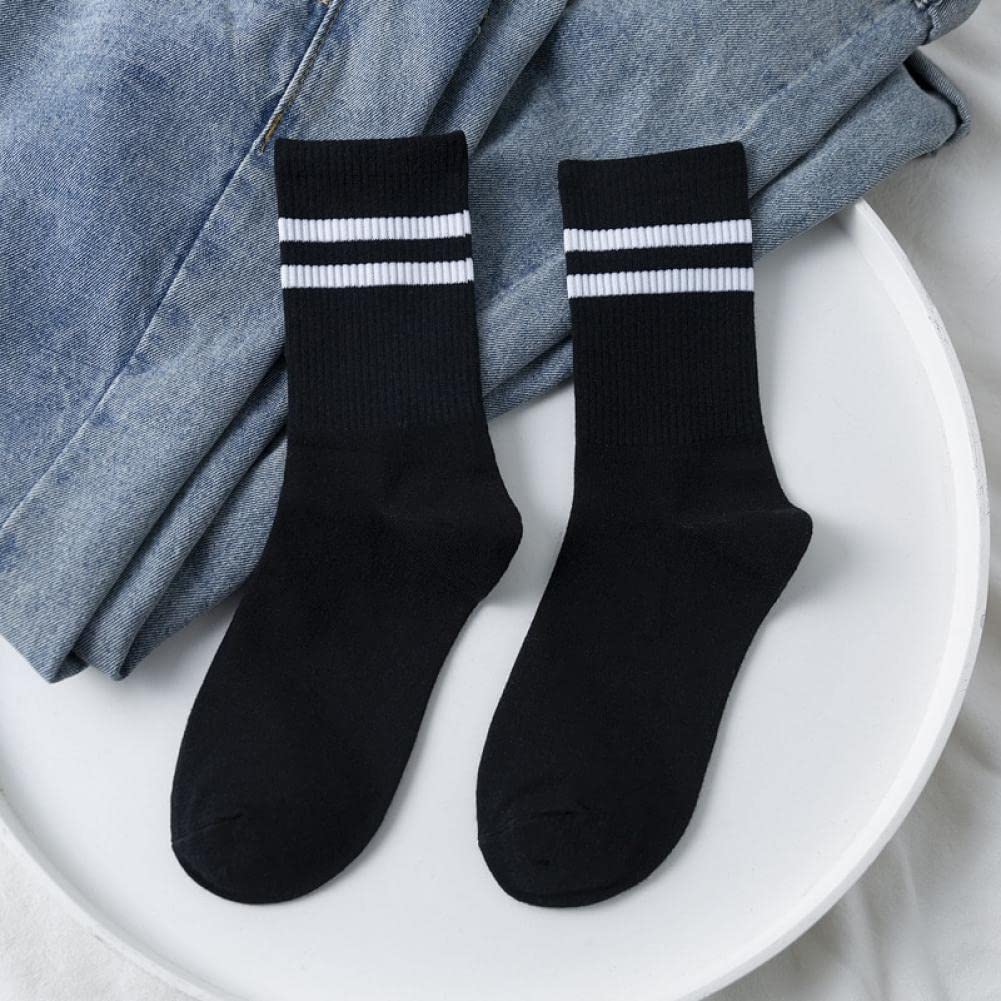 Womens Crew Socks with Cushioned Cotton and Vintage Striped Design for Sports and Everyday Wear