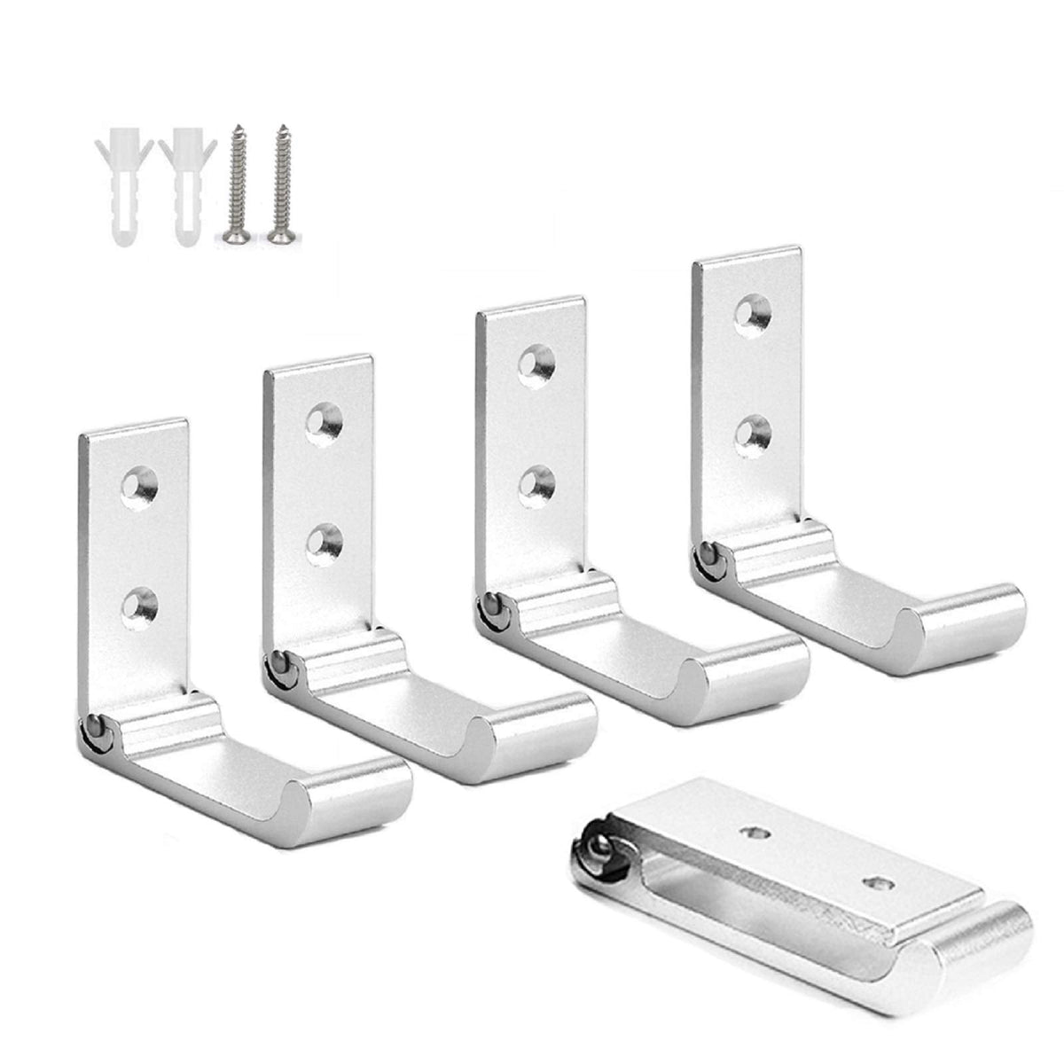 5 Pcs Folding Wall Hooks Set with Aluminum Alloy Wall Mount Design for Coats Towels Clothes and Headphones
