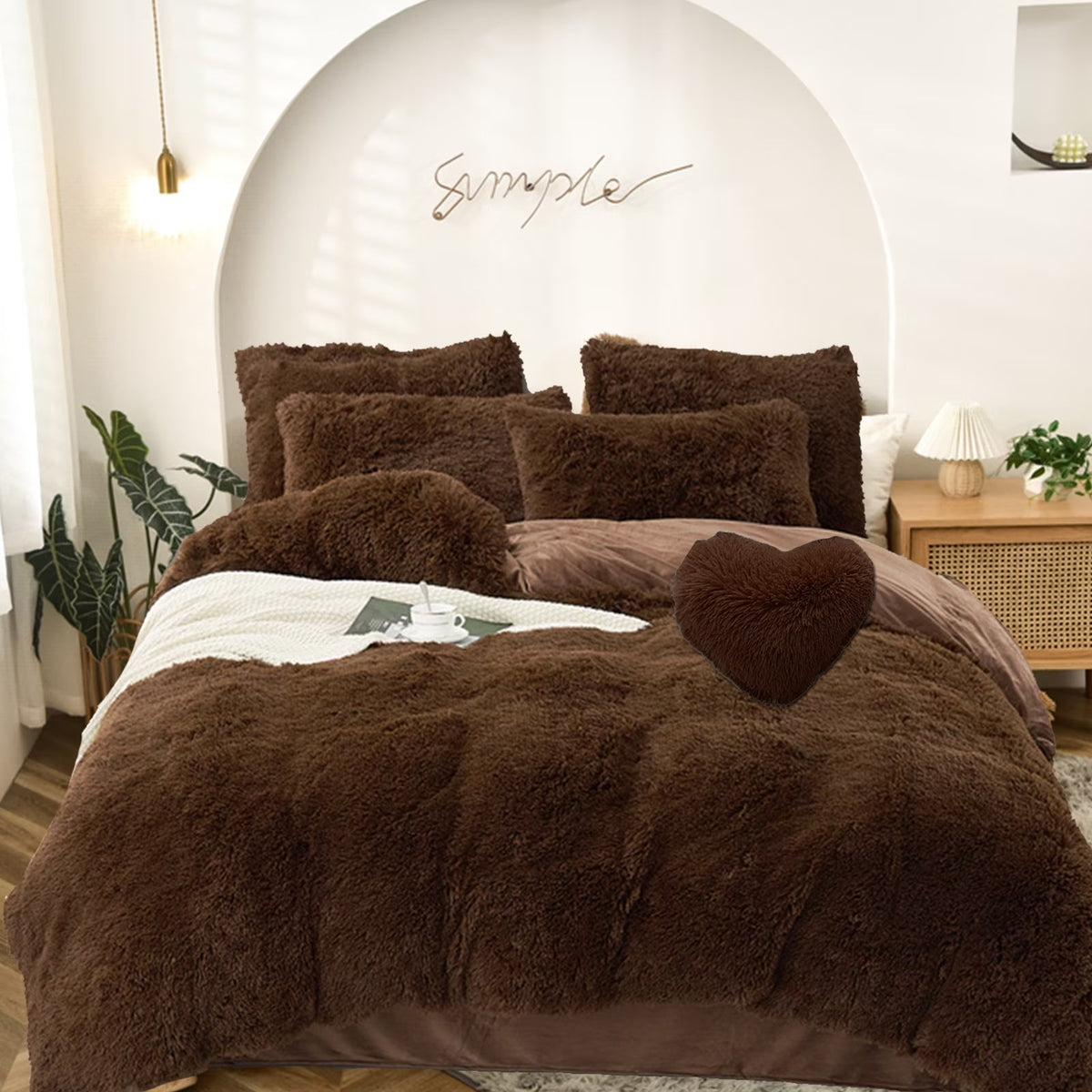 Plush Duvet Cover Set with Reversible Faux Fur and Velvet Texture for Cozy Bedroom Comfort
