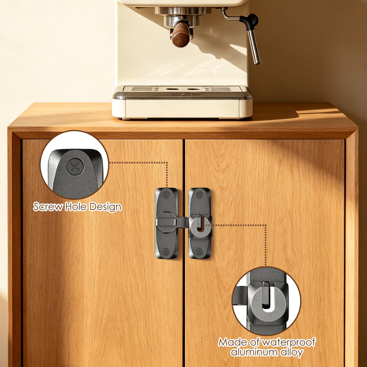 90/180 Degree Flip Barn Door Lock Zinc Alloy Sliding Latch with Spacer for Doors Gates Cabinets and Windows