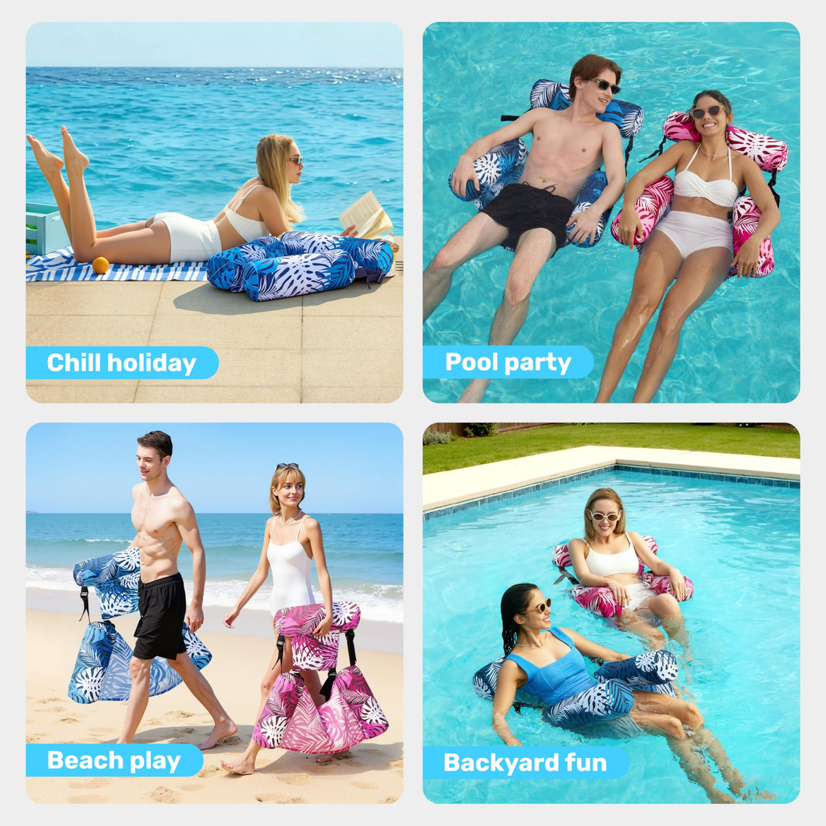 Inflatable Pool Hammock Chair with Foldable Floating Design for Pool and Beach Relaxation