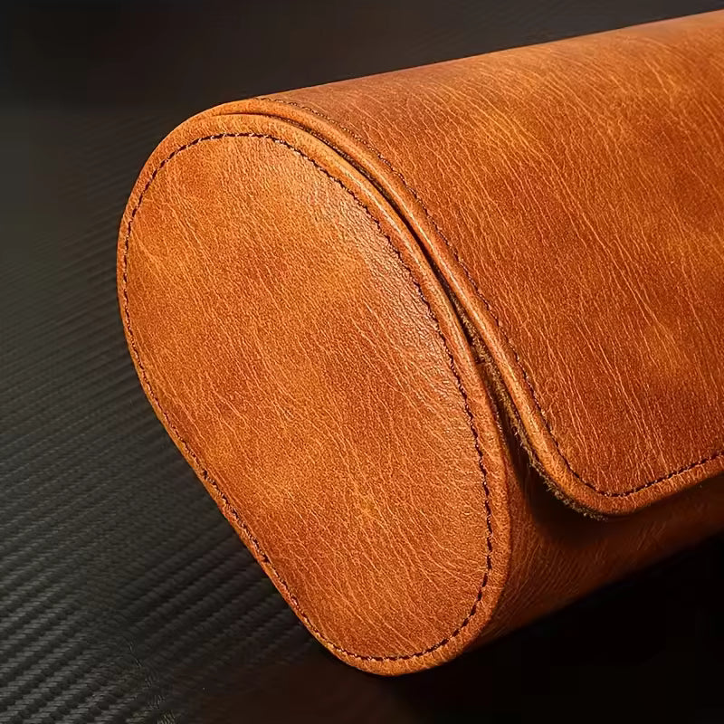 Luxury Genuine Leather Watch Roll with 3 Slots for Travel, Home Storage, and Organizer Pouch for Timepieces