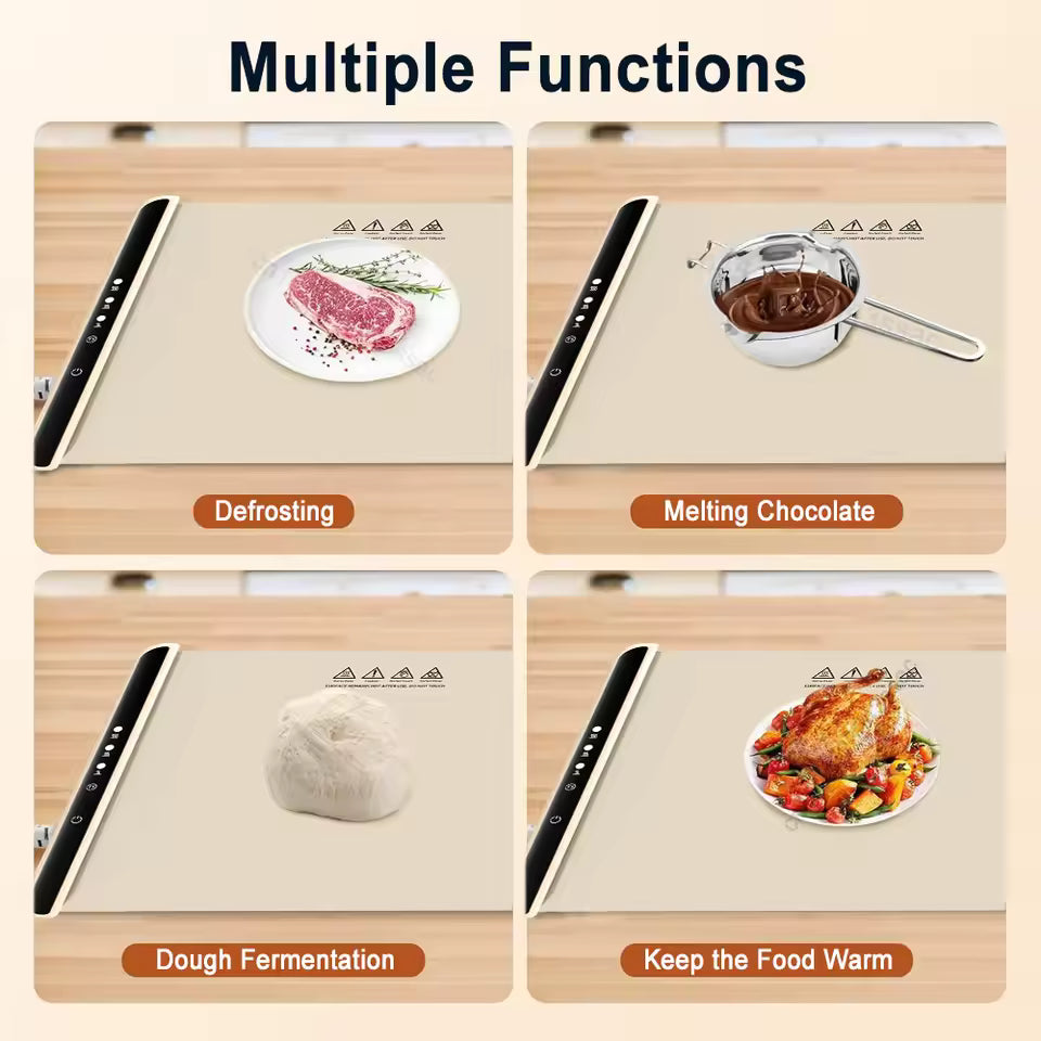 Foldable Food Warming Mat with Adjustable Temperature Control for Kitchen and Buffet Serving