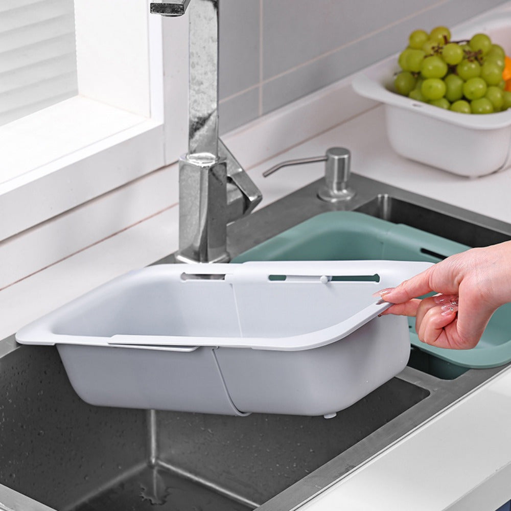 Retractable Sink Drain Basket Adjustable Vegetable Washing Rack