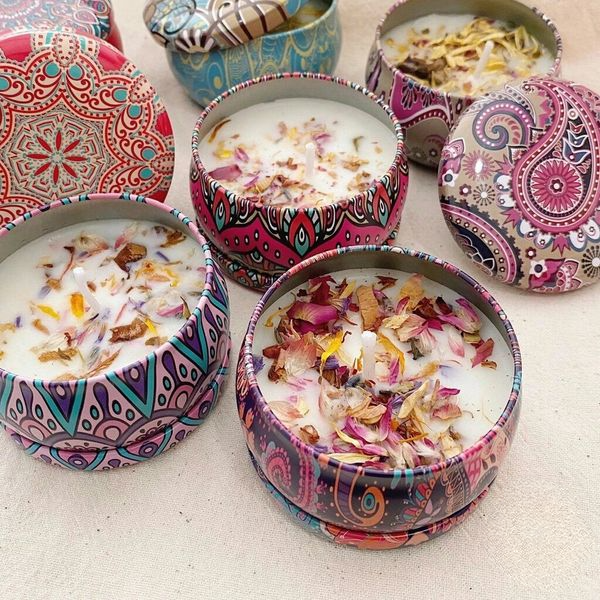 4Pcs Desert Bloom Candle Set with Decorative Patterned Jars and Fragrance Collection for Home Decor and Gifting