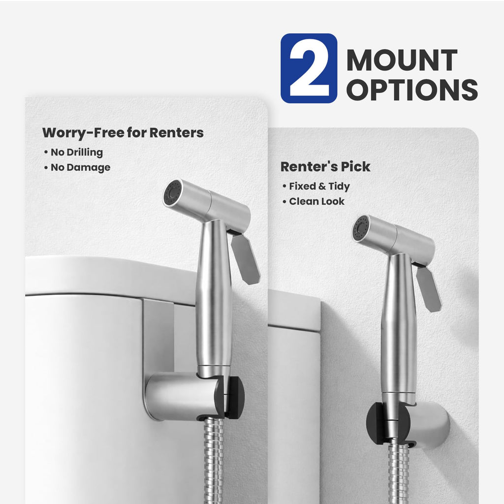 Stainless Steel Bidet Sprayer Set with Press Control Design for Toilet and Bathroom Cleaning