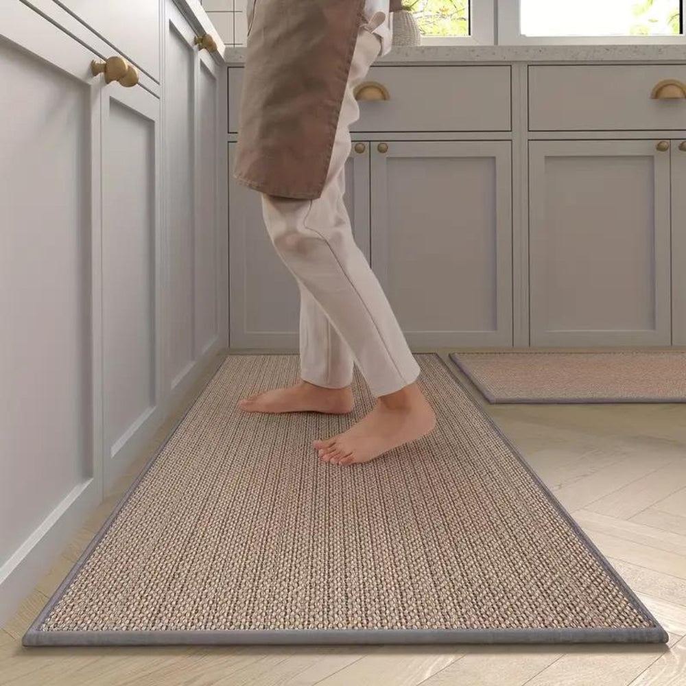 Washable Non-Slip Rubber-Backed Kitchen Rug, Absorbent Floor Mat for Sink Area, Soft Cotton Runner for Indoor Kitchen Use