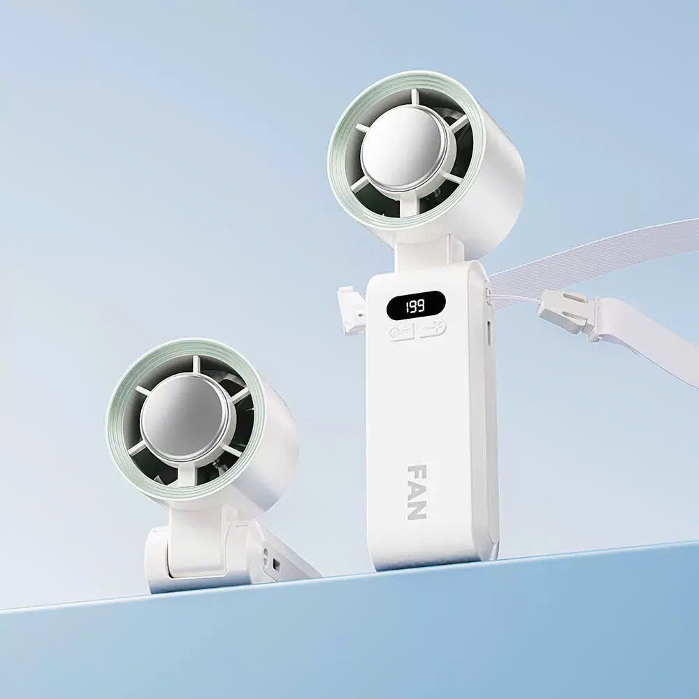 Handheld Portable Turbo Fan with Ice Cooling Function and Adjustable Speed for Travel and Daily Use 2×3×7" (5.4×6.4×18.3cm)