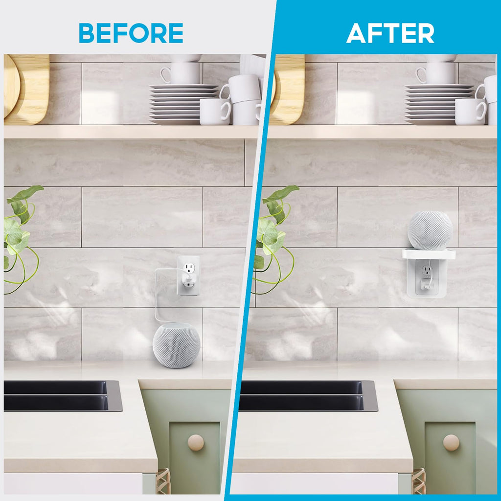Outlet Wall Shelf with Cable Management for Bathroom and Smart Device Wall Storage