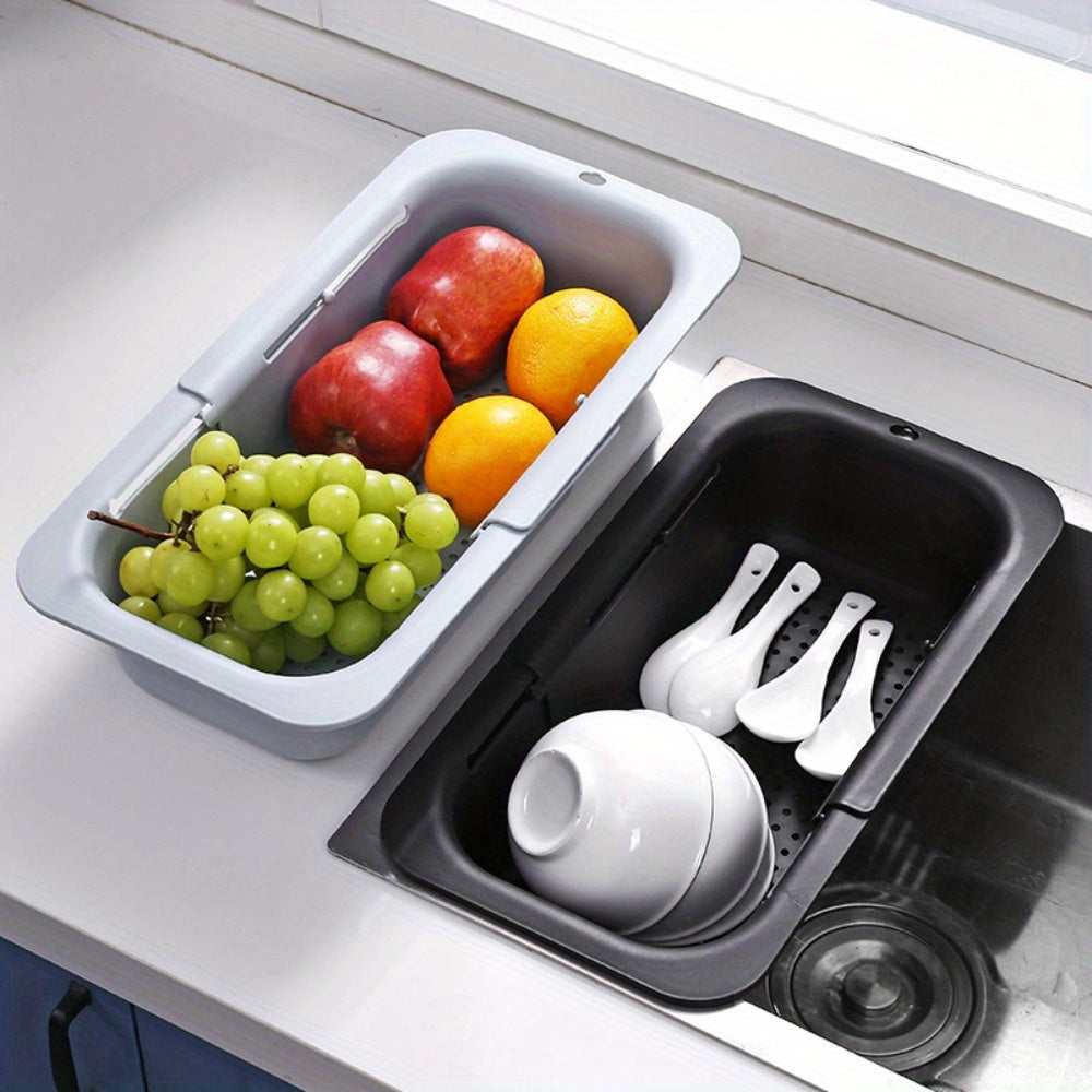 Retractable Sink Drain Basket Adjustable Vegetable Washing Rack