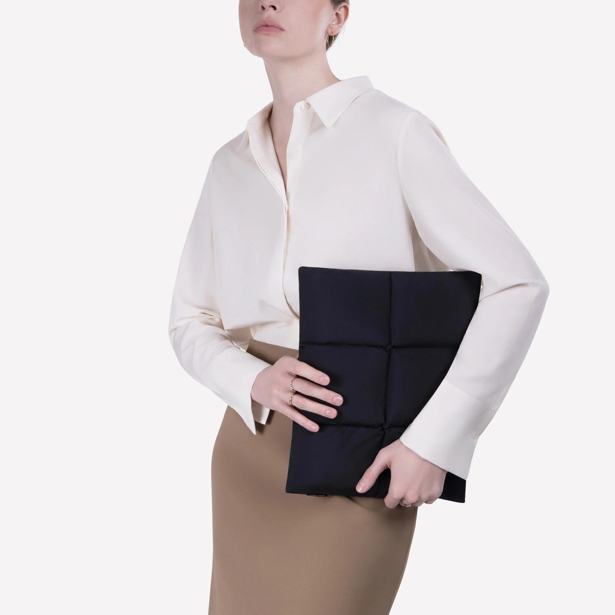 Quilted Laptop Sleeve with Puffy Padded Nylon Design for MacBook and Portable Travel Protection