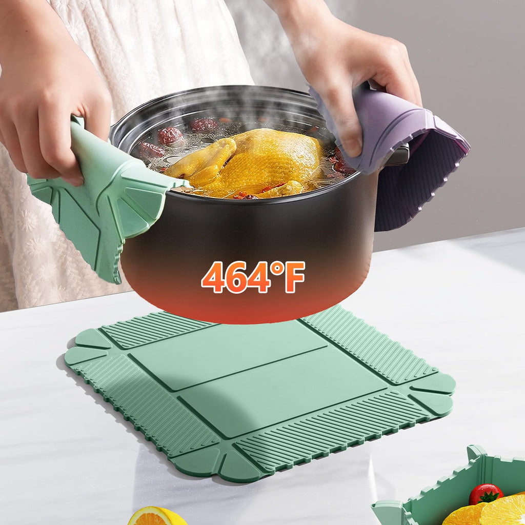 Folding Heat Resistant Silicone Mat for Hot Dishes and Kitchen Surface Protection