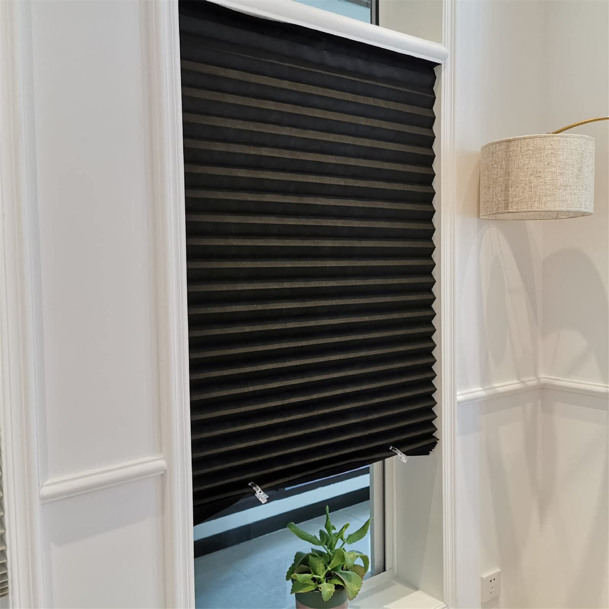 No Drill Window Blinds Light Filtering Stick On Curtains Adjustable Cut to Size with Clip Installation