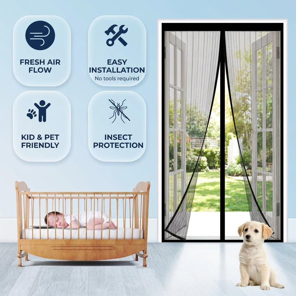 Magnetic Mosquito Door Screen Curtain for Patio Entry