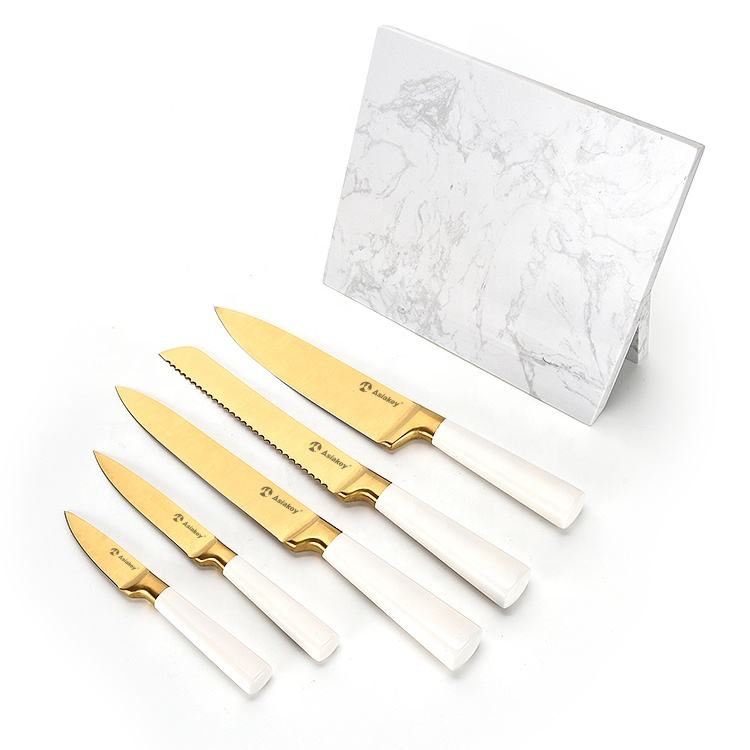 Marble Magnetic Knife Holder Stand with Countertop Display Design for Kitchen Knife Organization