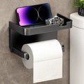 Toilet Paper Holder with Phone Shelf Space Aluminum for Bathroom Wall Mount Storage