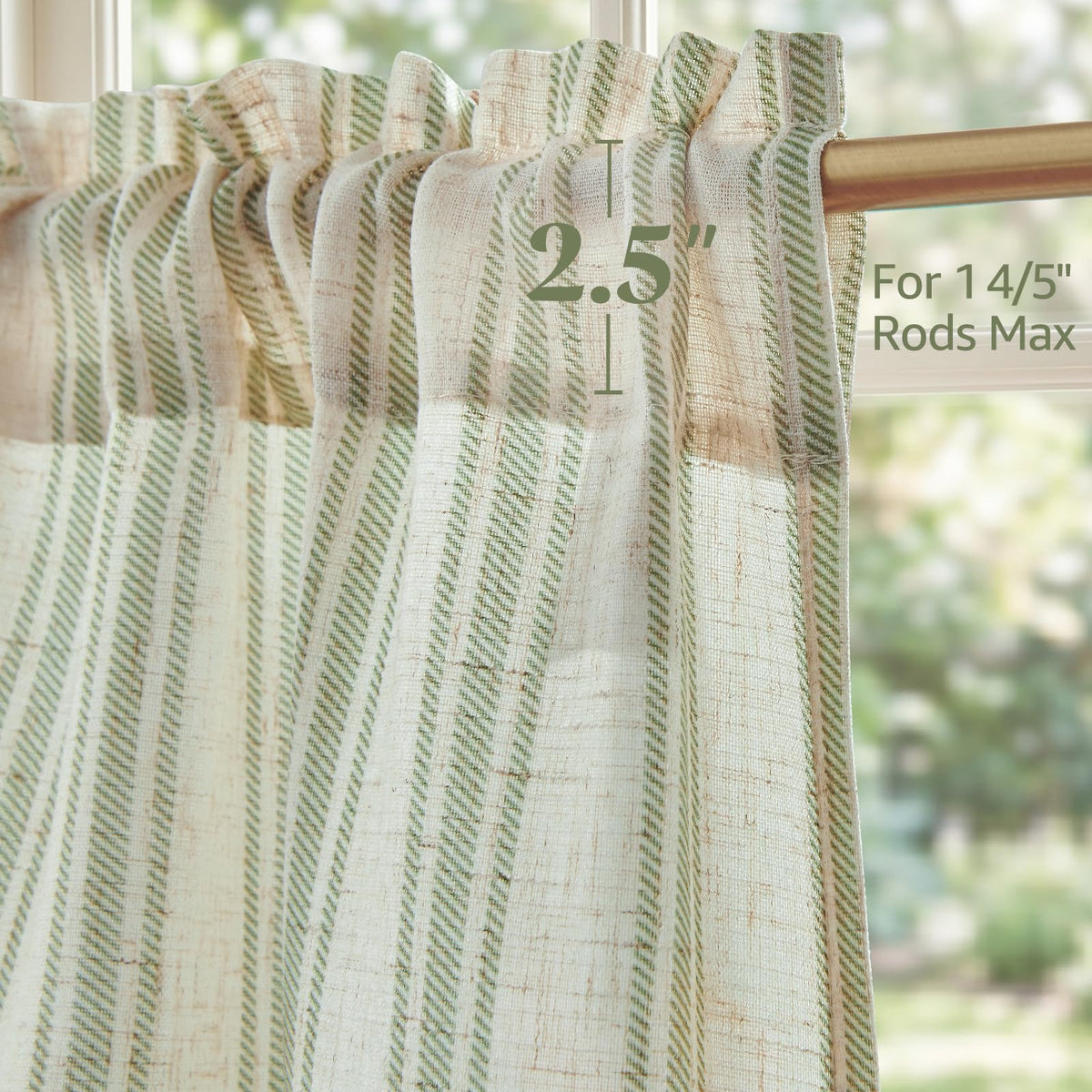 Linen Blend Curtains with Light Filtering Fabric for Living Rooms, Kitchens, and Cafés