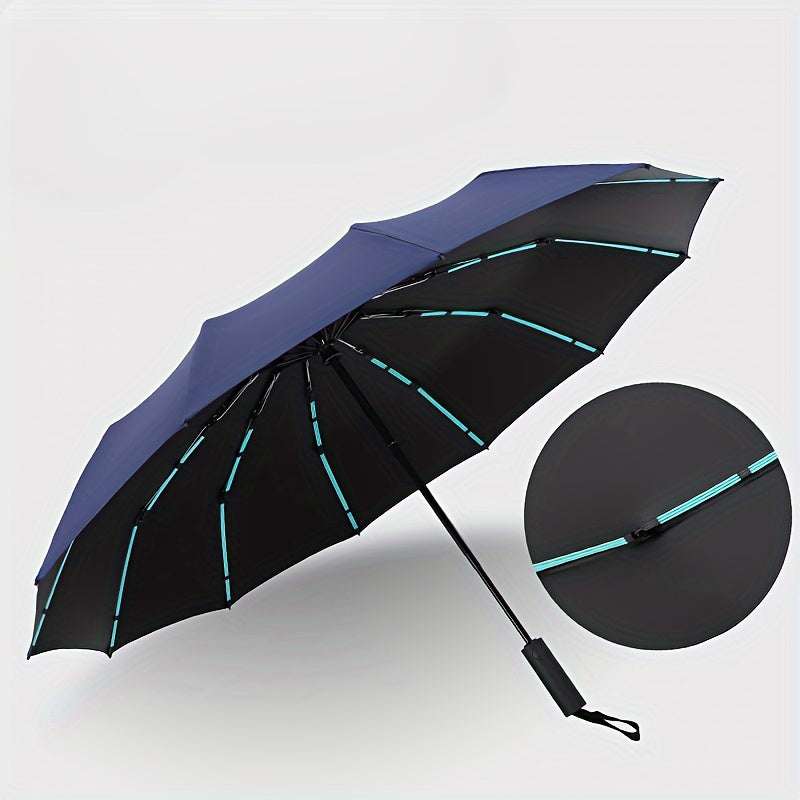 Reflective Travel Umbrella with Automatic Folding Wind Resistant Design for Daily Commutes and Outdoor Use