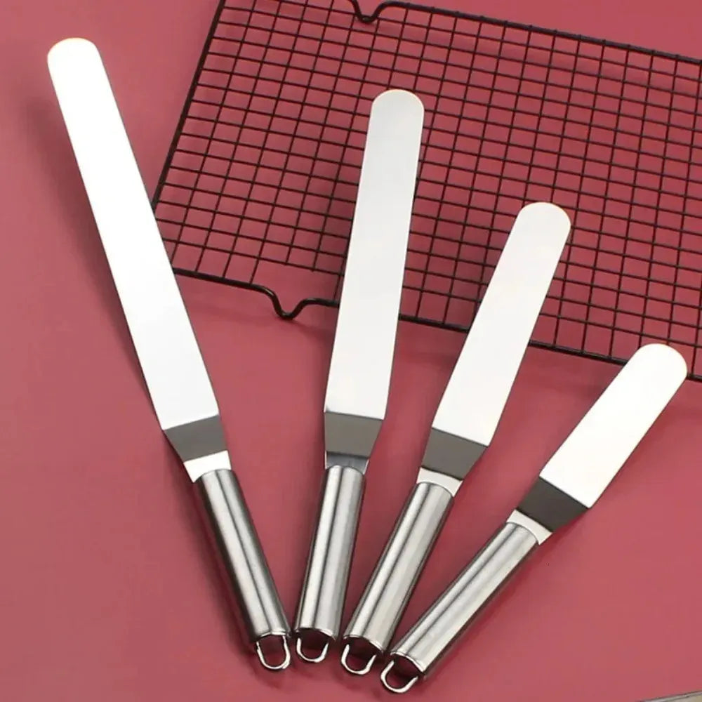 Stainless Steel Icing Frosting Spatula Set Straight and Curved Cake Decorating Tools