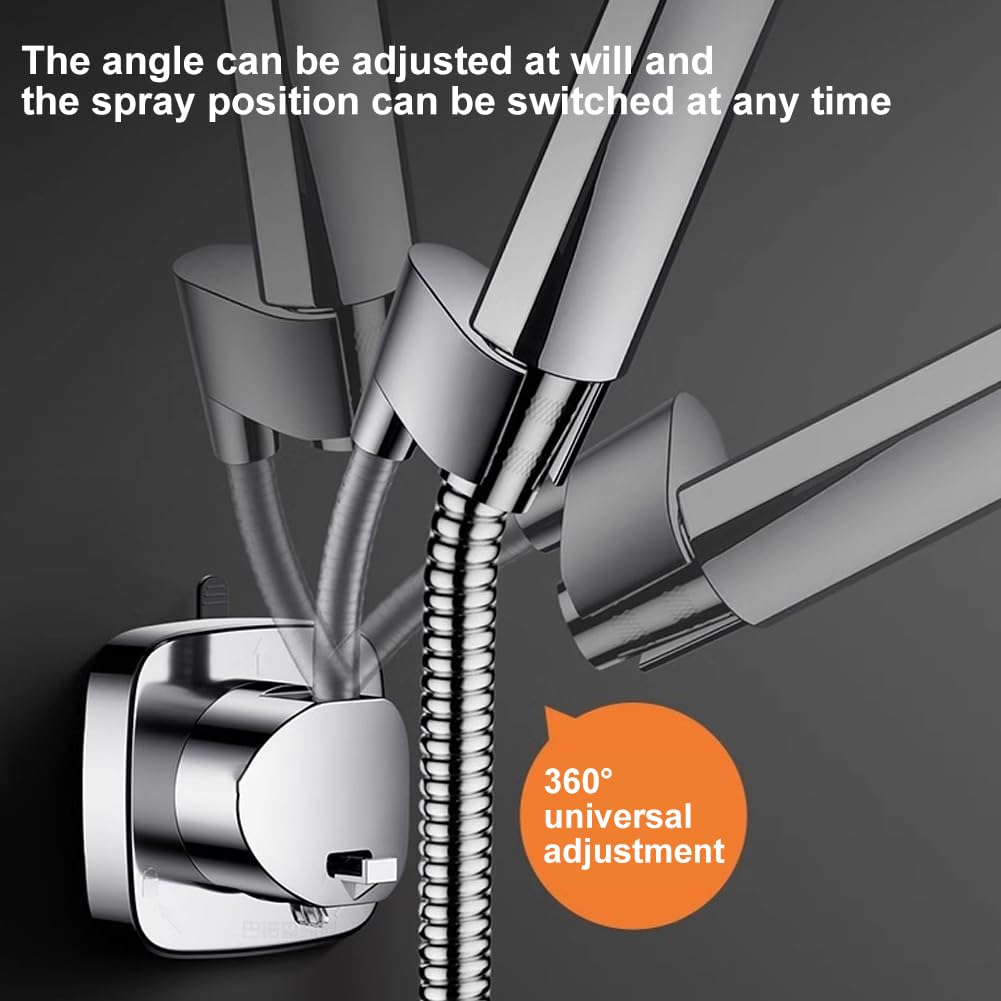 Adjustable Shower Head Holder with 360° No Drill Wall Mount Bracket for Bathroom Use
