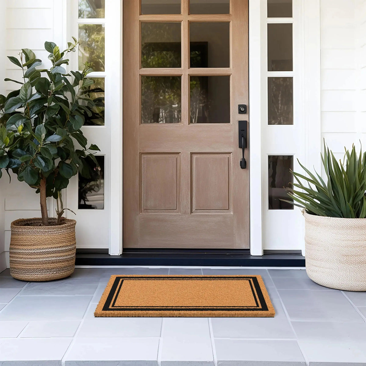 Heavy Duty Natural Coco Coir Doormat Rug with Non-Slip Backing for Front Door Use