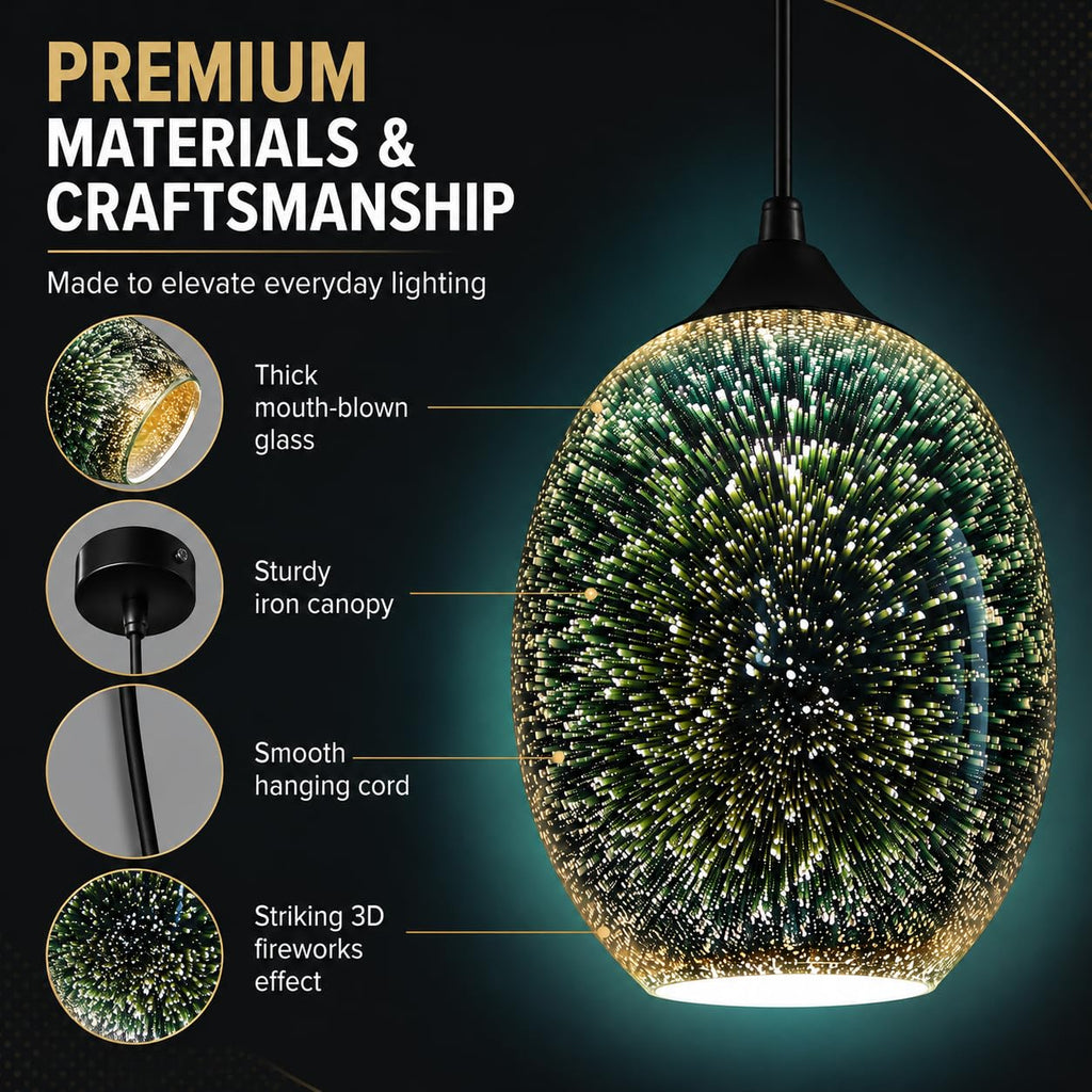 Starburst Pendant Light with 3D Glass Shade Design for Dining Rooms Bars and Decorative Indoor Lighting