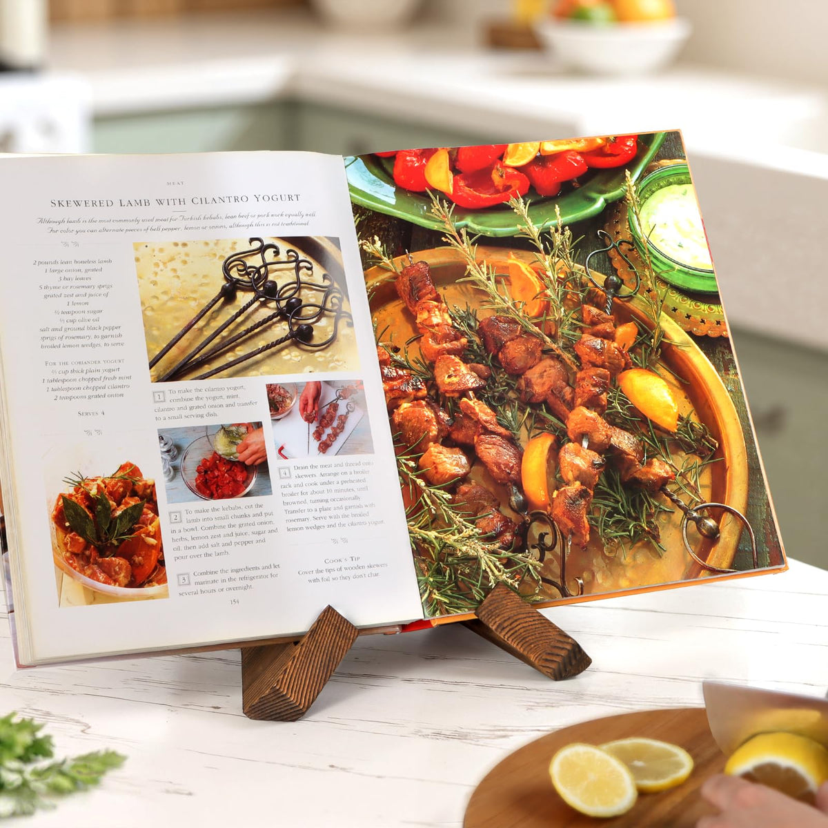 Wooden Cookbook Stand Recipe Book Holder Kitchen Display