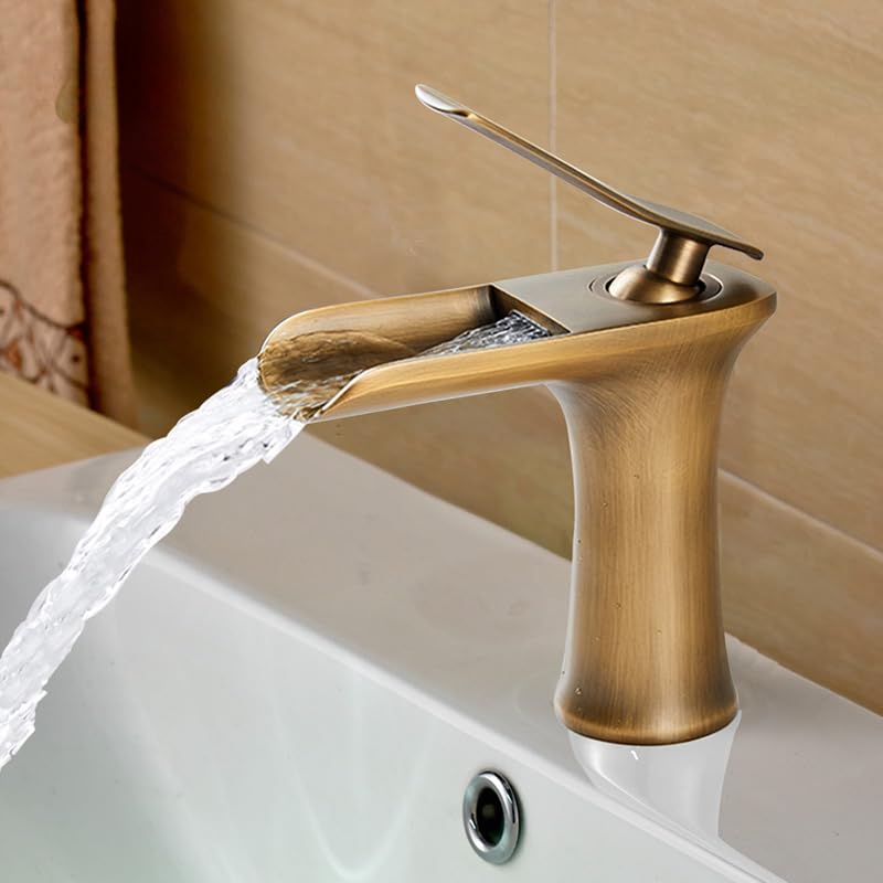 Waterfall Basin Faucet with Single Handle Mixer Design for Bathroom Sink and Vanity Use