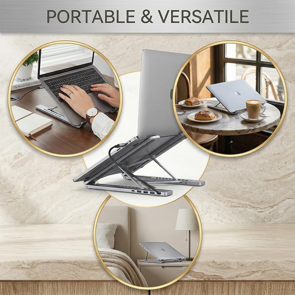 8 in 1 USB C Docking Station Stand Aluminum Laptop Hub with PD Charging USB Ports SD TF for MacBook and Laptop Use