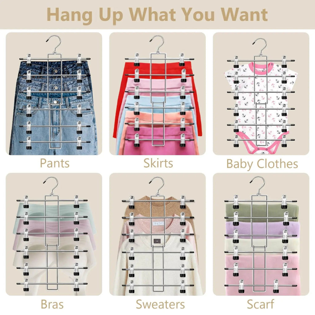 6 Tier Hanger Organizer for Pants Jeans and Scarves Closet