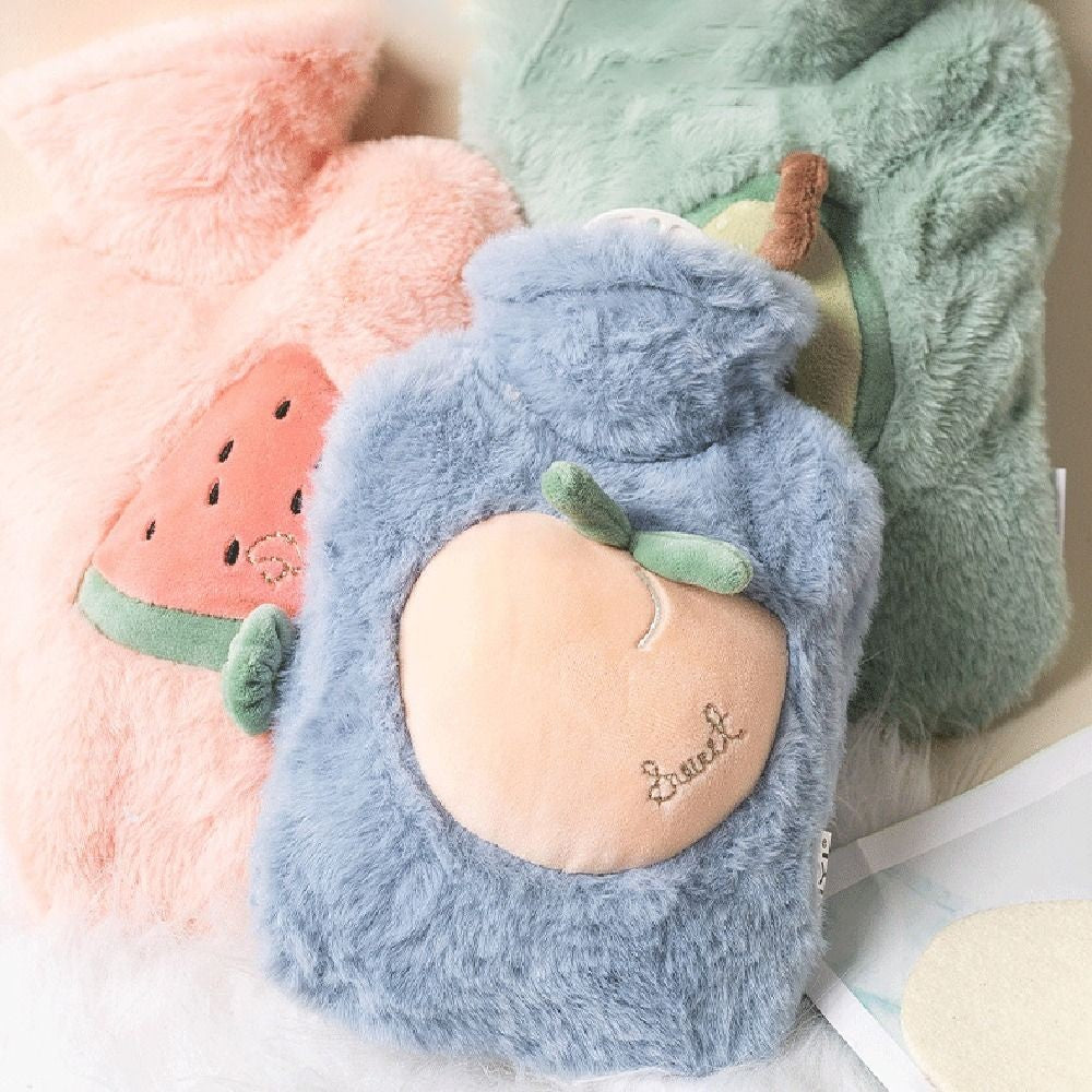 500ml Hot Water Bag with Plush Cover and Reusable PVC Bottle for Bed and Winter Comfort