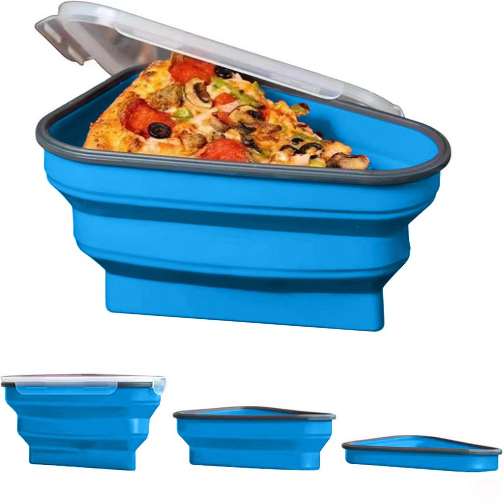 Silicone Pizza Storage Container with Collapsible Design and Microwavable Serving Trays for Leftover Storage