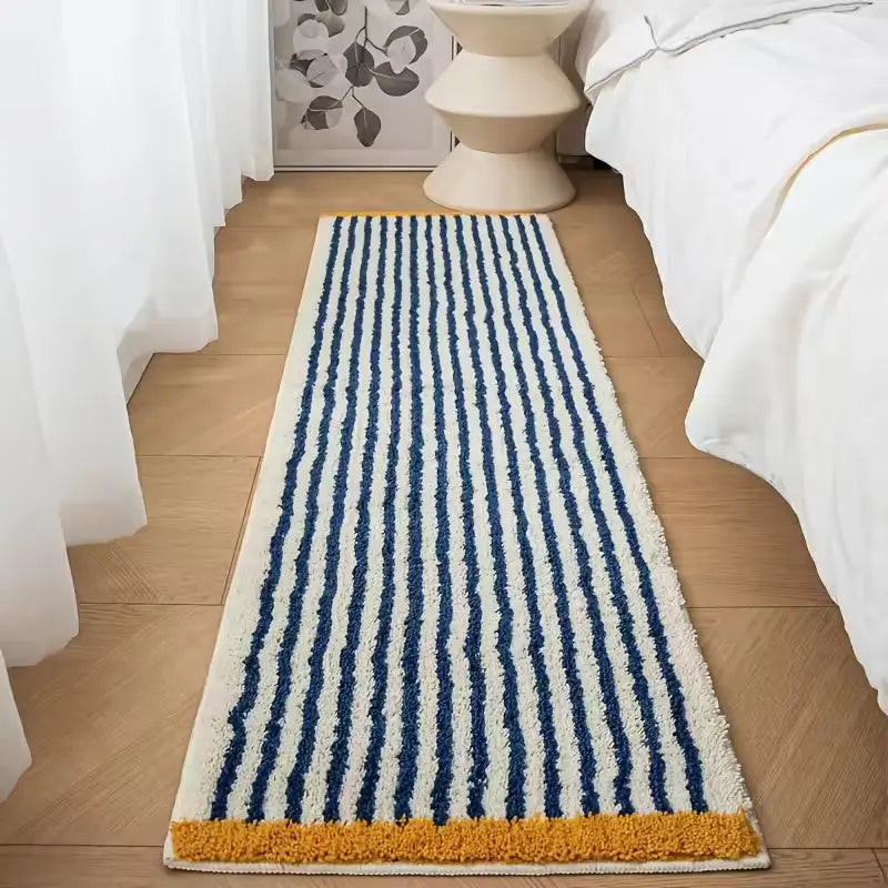 Geometric Bath Mat with Soft Flocking Fabric and Anti-Slip Base for Bathroom Use