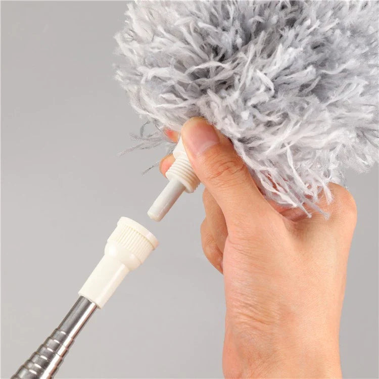 Retractable Microfiber Duster with Extension Rod, Washable and Reusable Ceiling Cleaning Tool for Fans, Furniture, Blinds, and Car Interiors